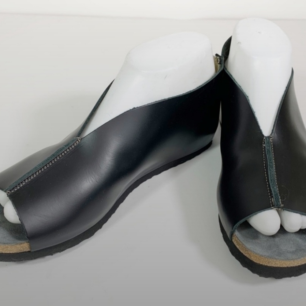Comfortfüsse Zip Back Peep Toe Leather